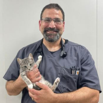 Dr. Michael Malitz holding a small cat